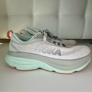 HOKA Women's Gray and Sea Salt Bondi 8